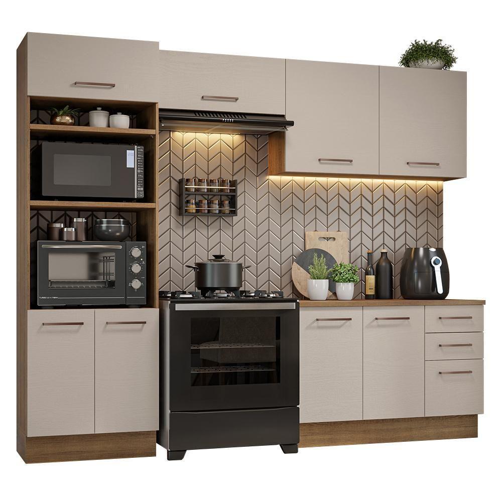 Armário De Cozinha Completa 270cm Rustic/crema Agata Madesa 07 Rustic/crema - 10