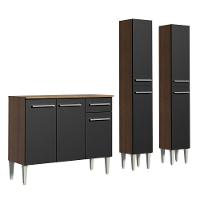 Cozinha Compacta Madesa Balcão e Paneleiro Rustic/preto