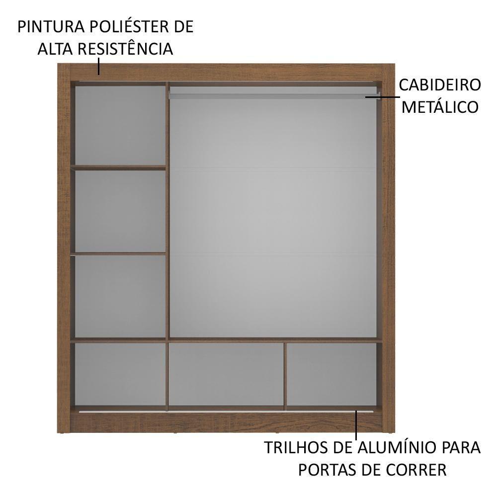 Guarda-roupa Casal Mônaco Rustic 3 Portas de Correr Madesa - 4
