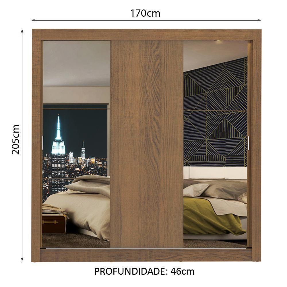 Guarda-roupa Casal Mônaco Rustic 3 Portas de Correr Madesa - 6