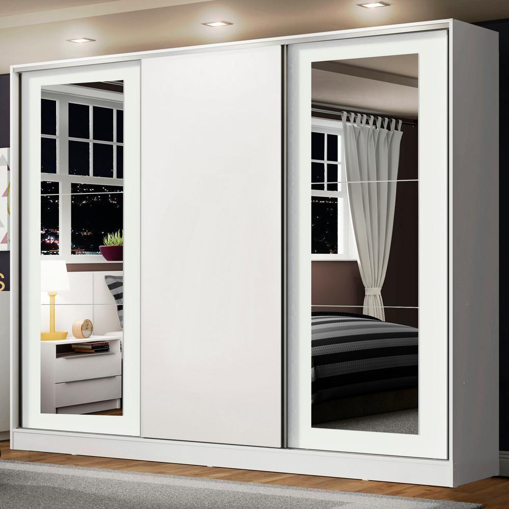 Guarda-roupa Casal Eros 3 Portas de Correr com Espelhos Madesa  - 1