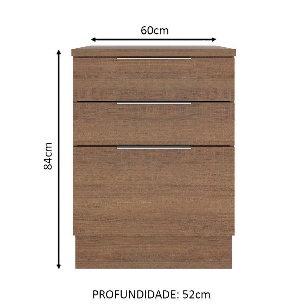 Balcão Stella 3 Gavetas Rustic Madesa - 4