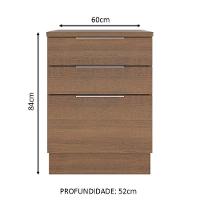 Balcão Stella 3 Gavetas Rustic Madesa - 4