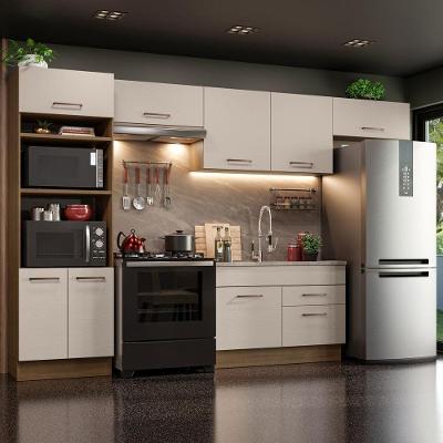 Armário de Cozinha Completa Agata 8 Portas 2 Gavetas MDF 350cm Rustic-crema