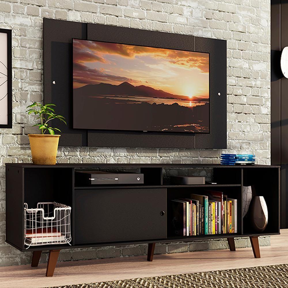 Rack Madesa e Painel Para Tv Até 58" com Pés Preto 8nd8 - 1