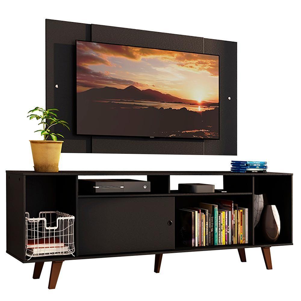 Rack Madesa e Painel Para Tv Até 58" com Pés Preto 8nd8 - 2