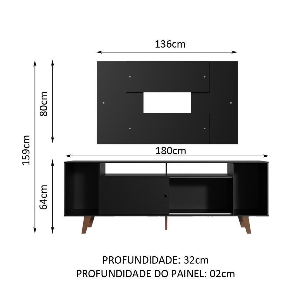 Rack Madesa e Painel Para Tv Até 58" com Pés Preto 8nd8 - 6