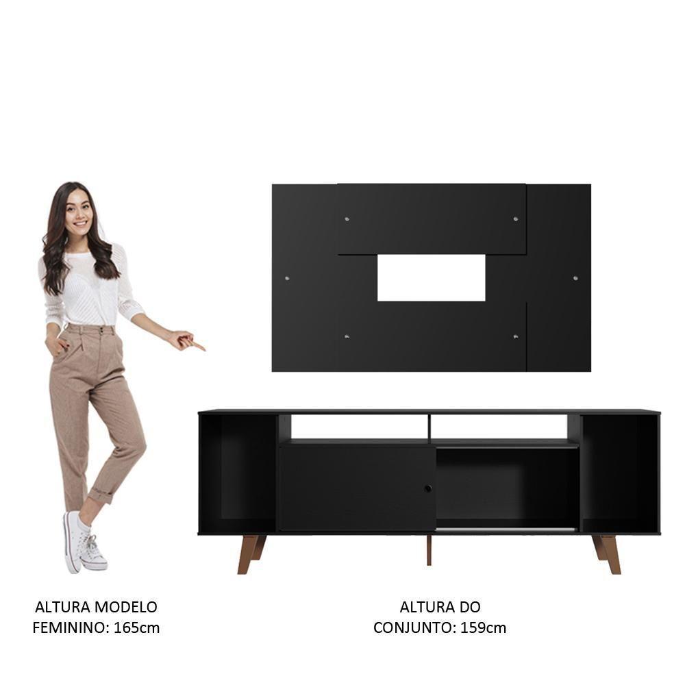 Rack Madesa e Painel Para Tv Até 58" com Pés Preto 8nd8 - 7