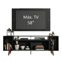Rack Madesa e Painel Para Tv Até 58" com Pés Preto 8nd8 - 8