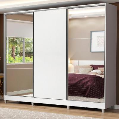 Guarda Roupa Casal Royale 3 Portas de Correr Branco MDF com Espelho Madesa