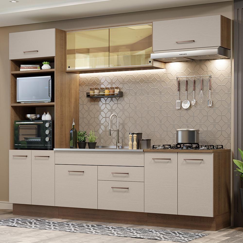 Armário De Cozinha Completa 270cm Rustic/crema Agata Madesa 03 Rustic/crema - 1