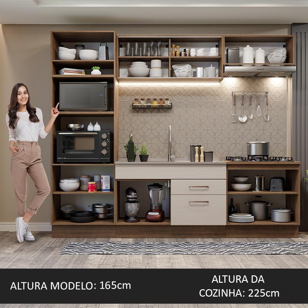 Armário De Cozinha Completa 270cm Rustic/crema Agata Madesa 03 Rustic/crema - 4