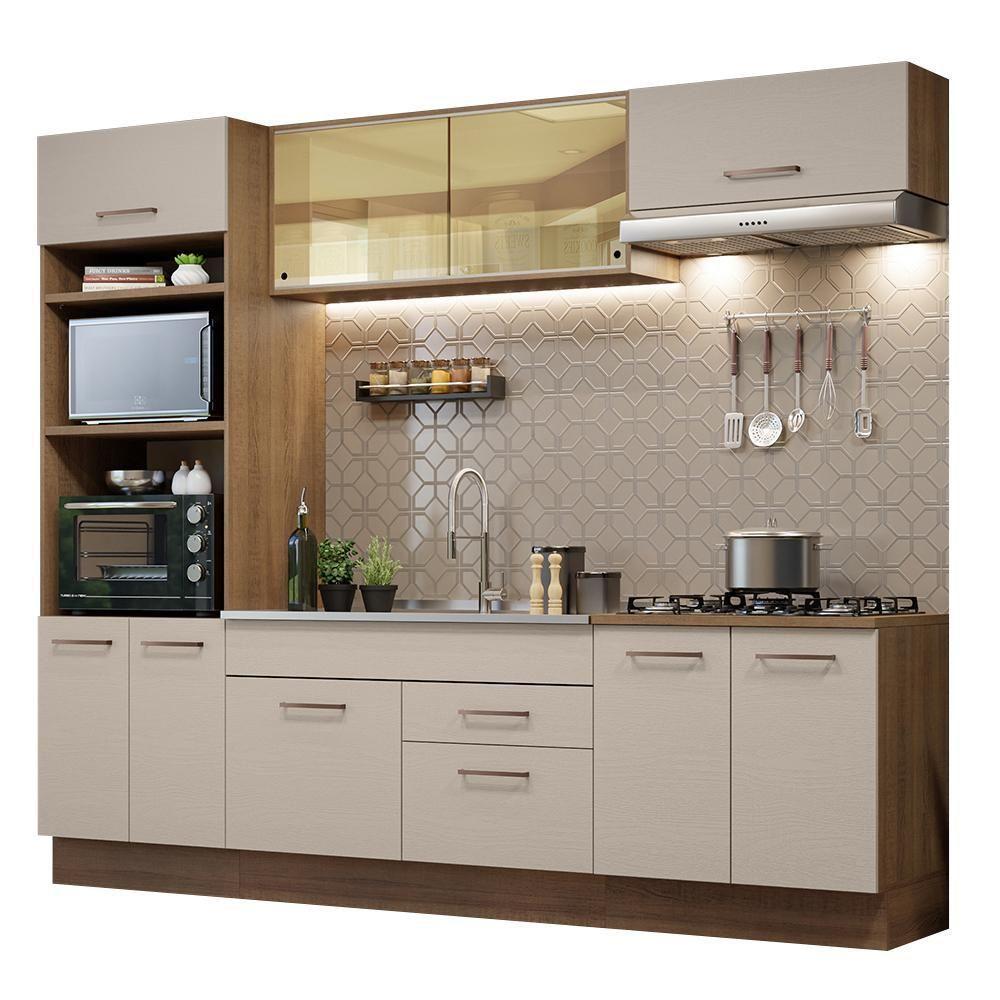 Armário De Cozinha Completa 270cm Rustic/crema Agata Madesa 03 Rustic/crema - 7