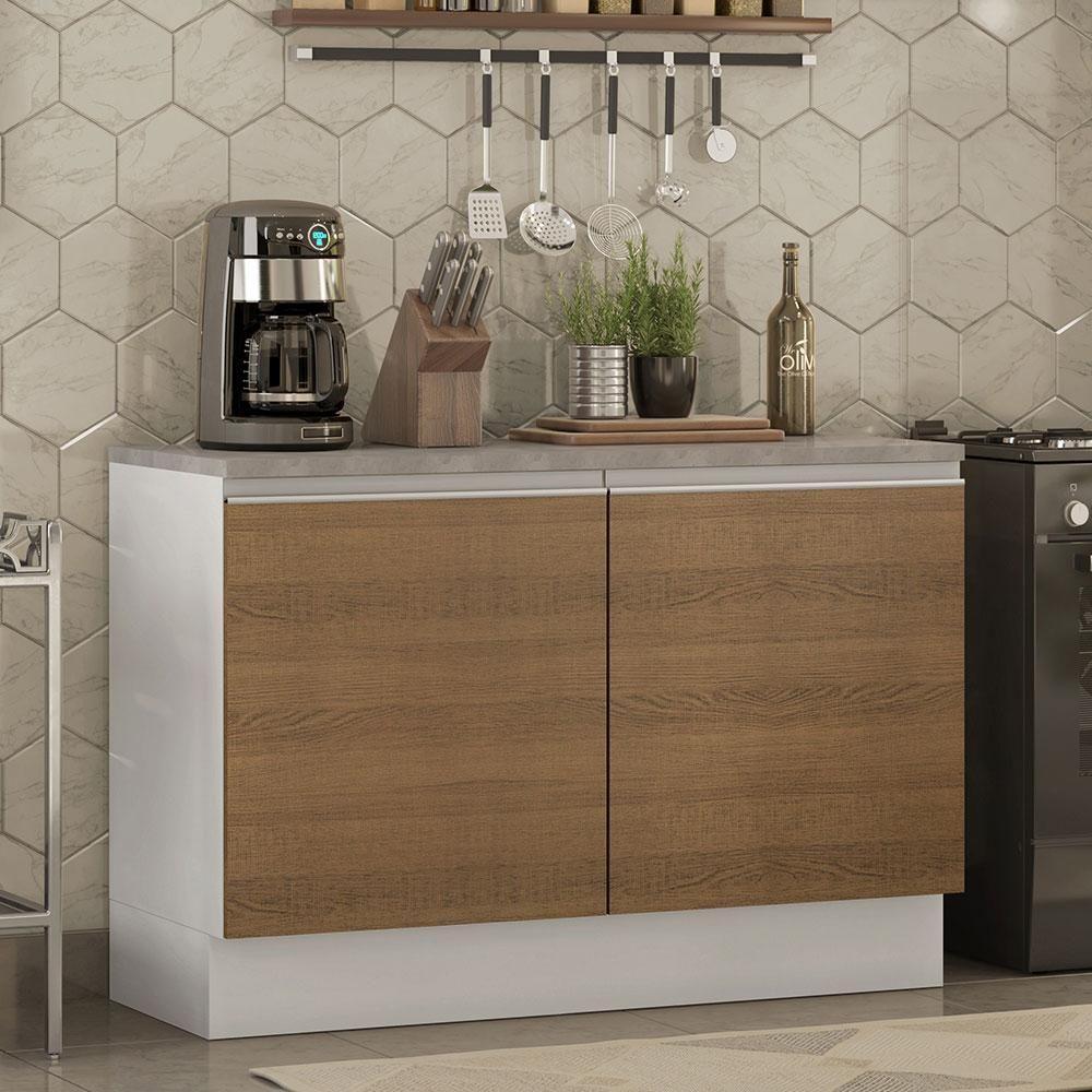 Balcão de Pia Madesa Glamy 120Cm 2 Porta Tampo Branco Rustic - 9