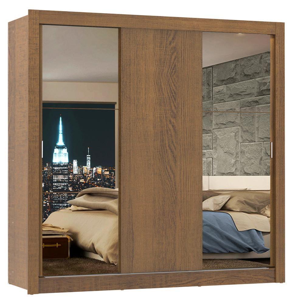 Guarda-roupa Casal Lyon Rustic 3 Portas de Correr Madesa - 2