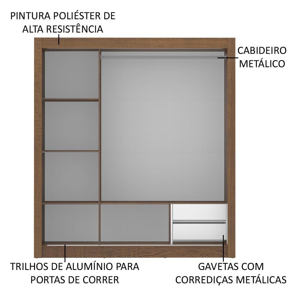 Guarda-roupa Casal Lyon Rustic 3 Portas de Correr Madesa - 5