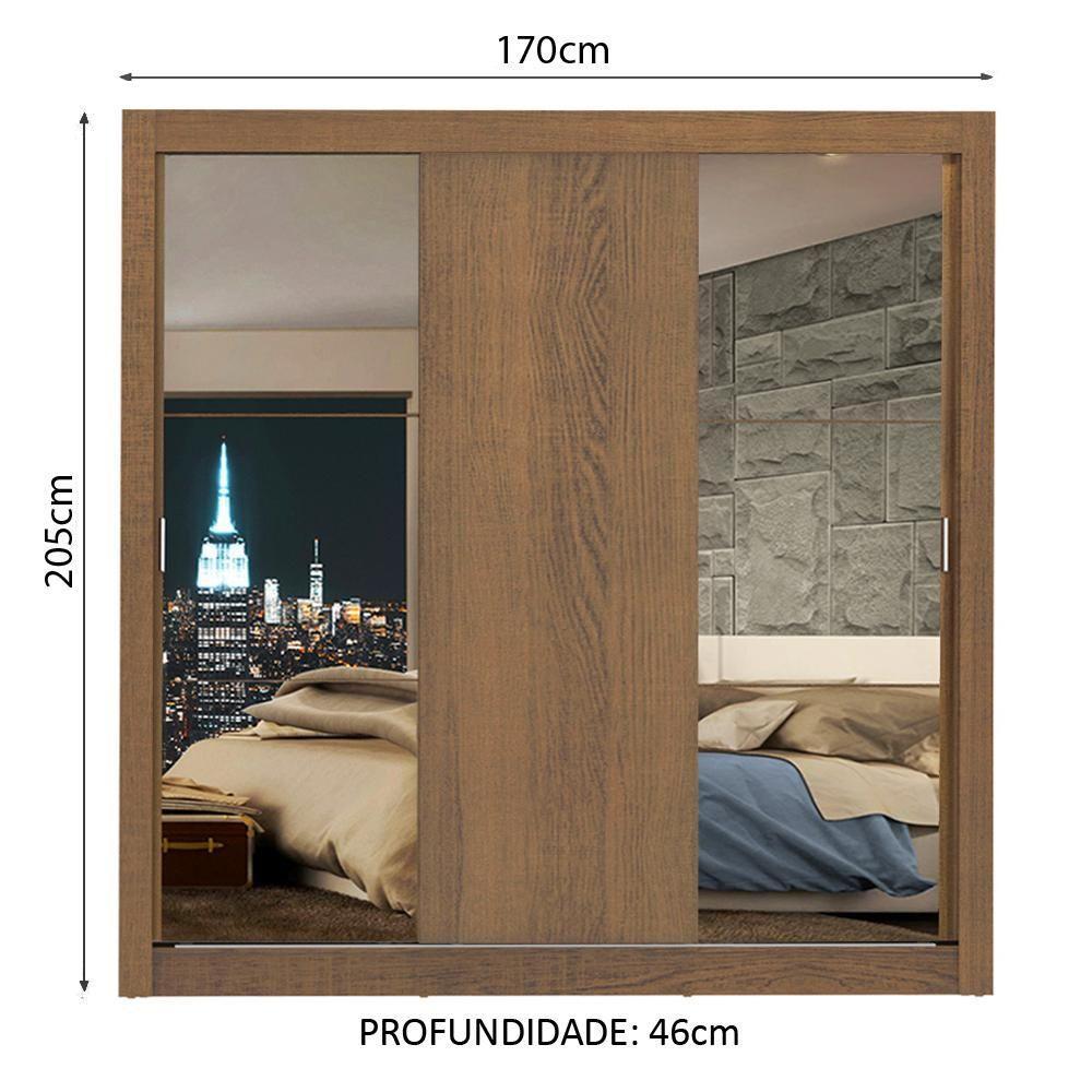 Guarda-roupa Casal Lyon Rustic 3 Portas de Correr Madesa - 7