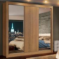 Guarda-roupa Casal Lyon Rustic 3 Portas de Correr Madesa - 3