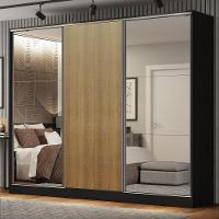 Guarda Roupa Casal Royale 3 Portas de Correr Espelho Rústico - 8