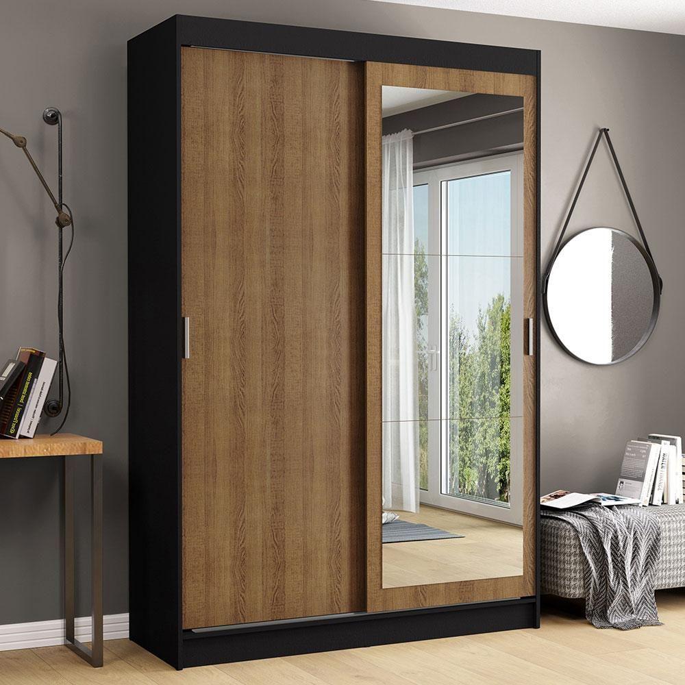 Guarda-roupa 2 Portas de Correr com Espelho 2 Gavetas Madesa - 1