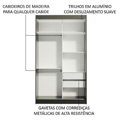 Guarda Roupa Solteiro Tokio 2 Portas de Correr 2 Gavetas Preto-rustic Madesa