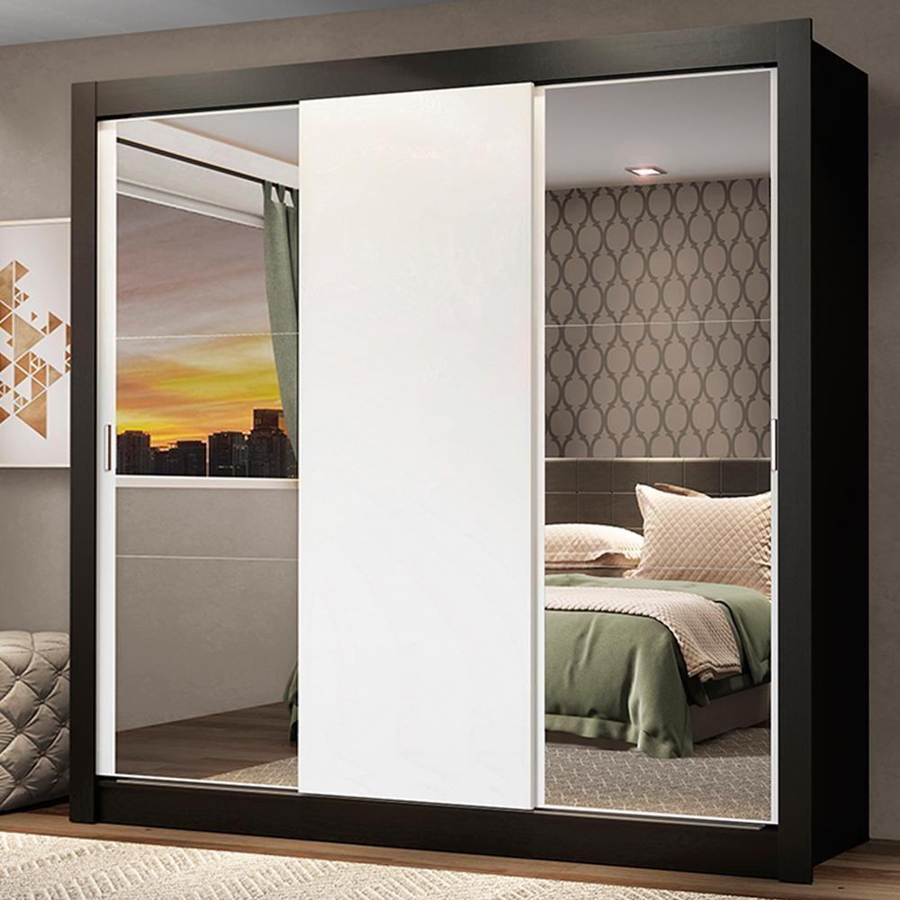 Guarda Roupa Casal Mônaco 3 Portas de Correr Espelhos Madesa - 4