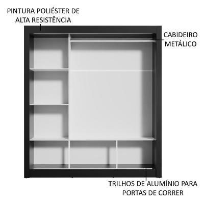 Guarda Roupa Casal Mônaco 3 Portas de Correr Preto-branco sem Gavetas MDP Madesa