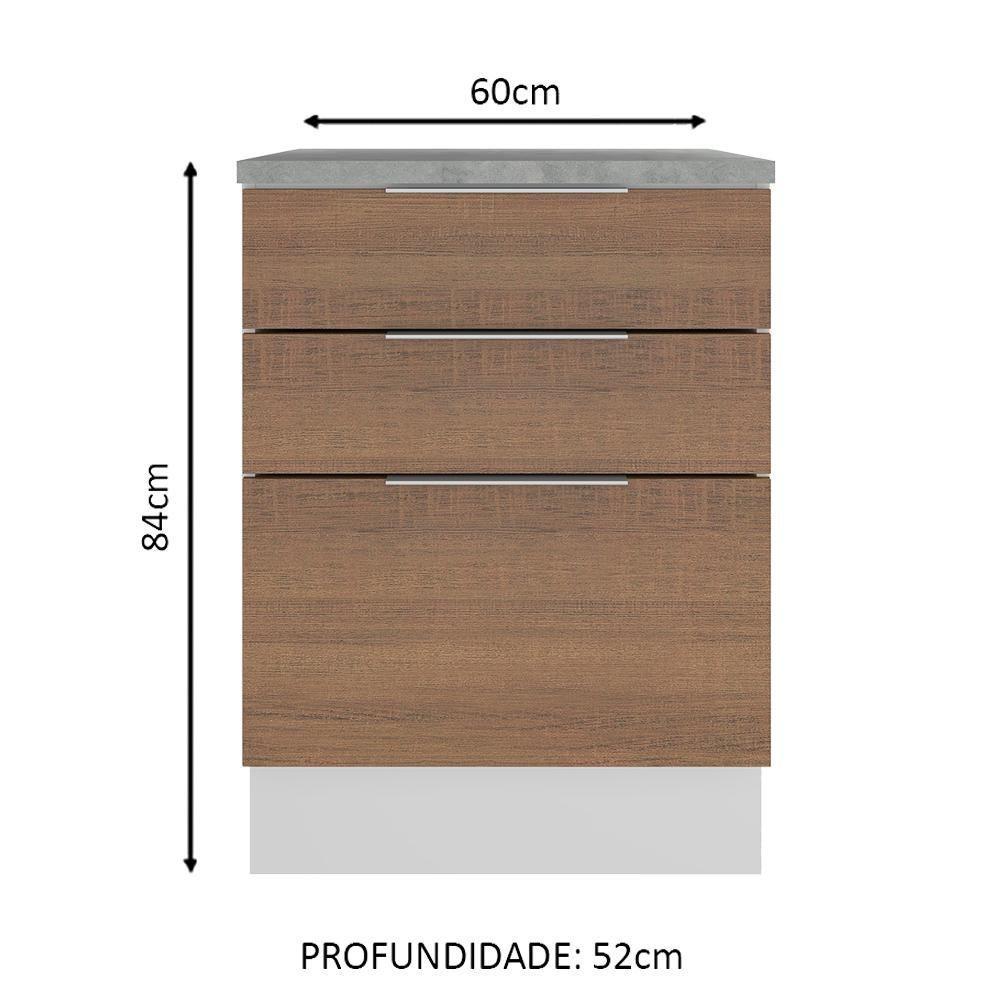 Balcão Stella 3 Gavetas Branco/rustic Madesa - 7