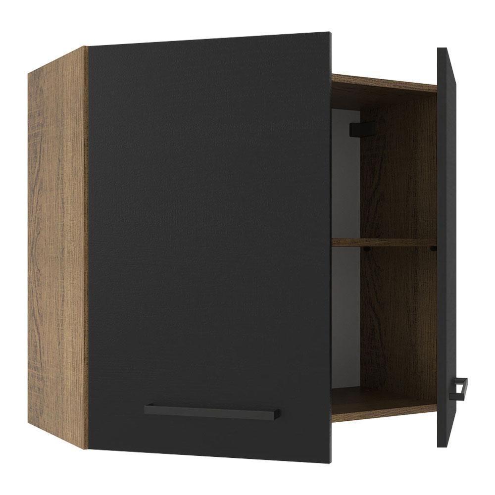 Armário Aéreo 70 Cm 2 Portas Rustic/Preto Rustic/Preto - 7