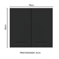 Armário Aéreo 70 Cm 2 Portas Rustic/Preto Rustic/Preto - 9