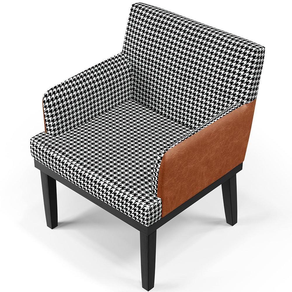 Poltrona Base Preto Suede Pied Poule Couríssimo Camel - 4