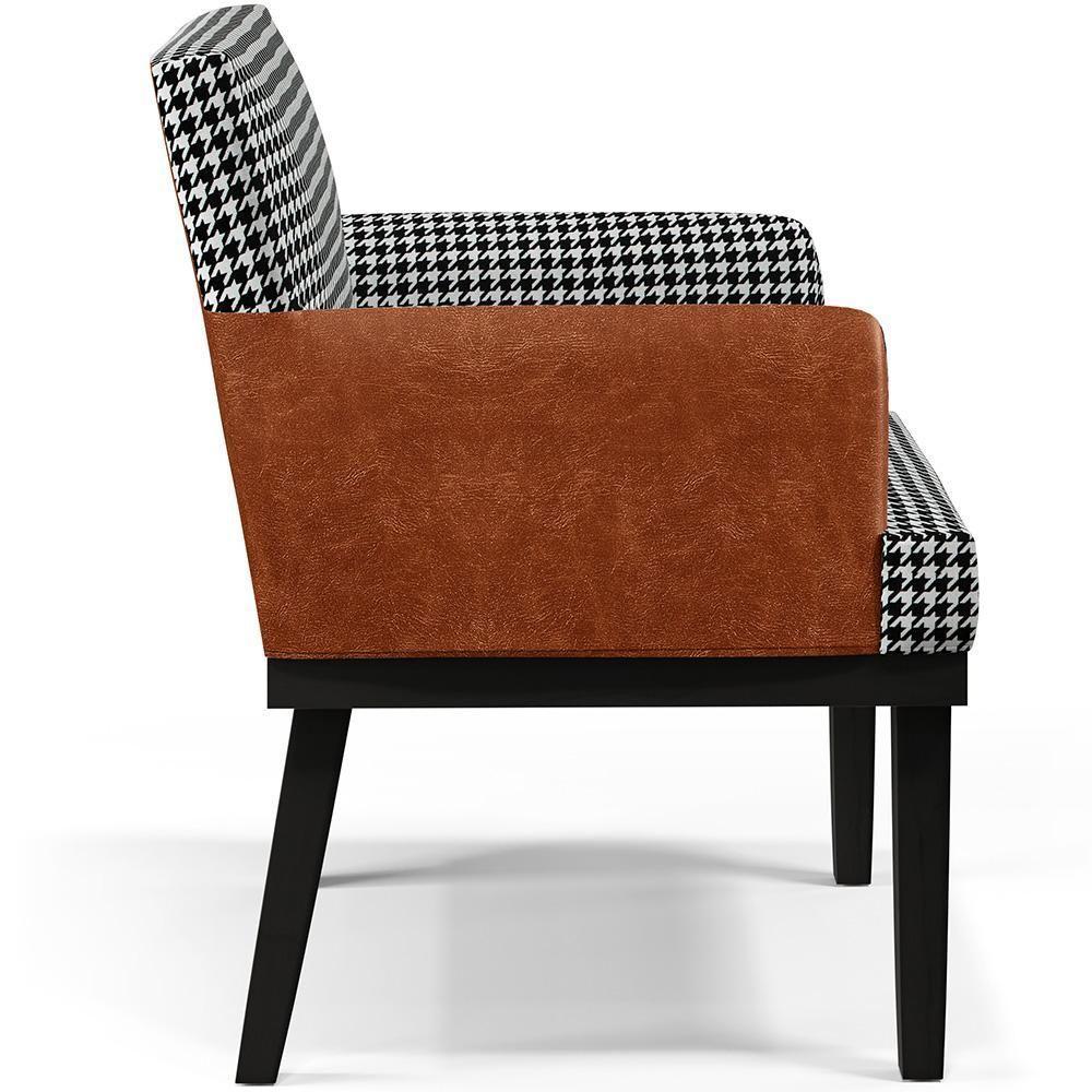 Poltrona Base Preto Suede Pied Poule Couríssimo Camel - 5