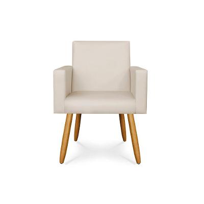Poltrona Couro Couríno Para Salão Balaqui Decor Courino Bege