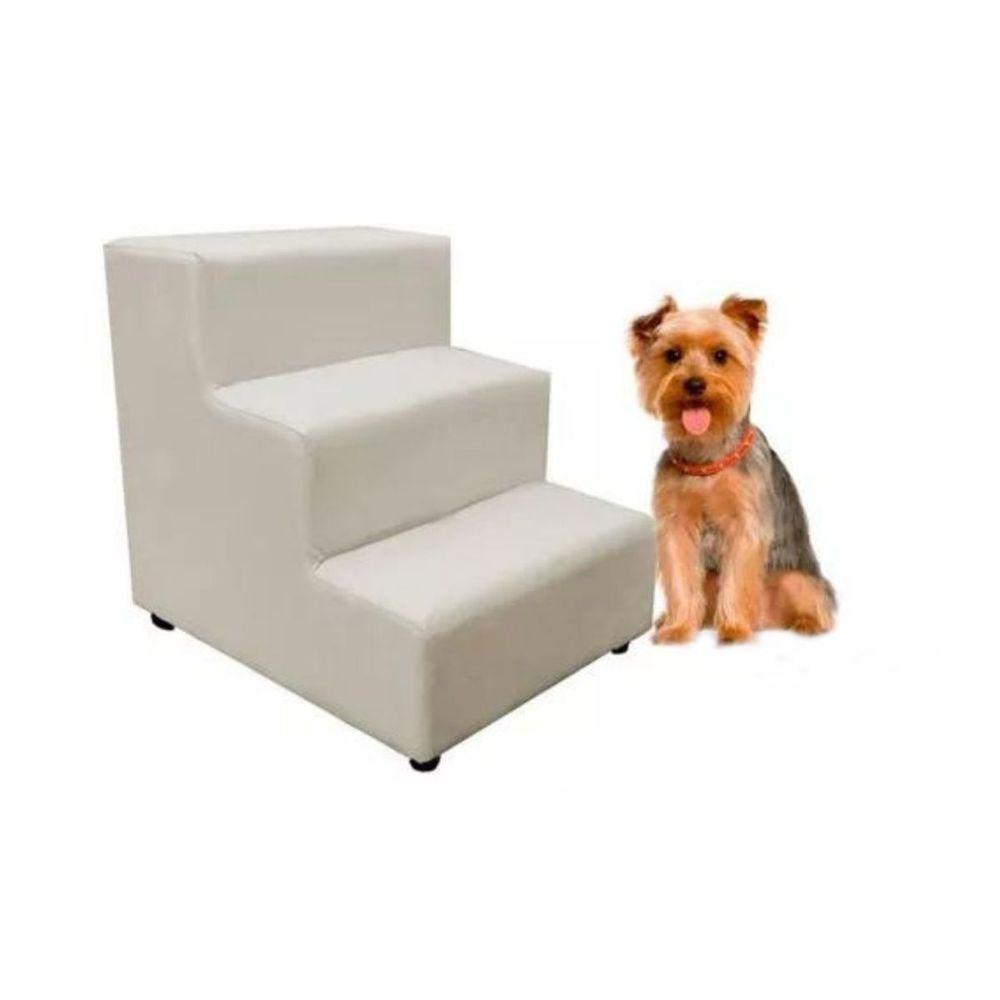 Escada Escadinha Pet Cachorro 3 Degraus Rampa Suede Premium Bege - 2