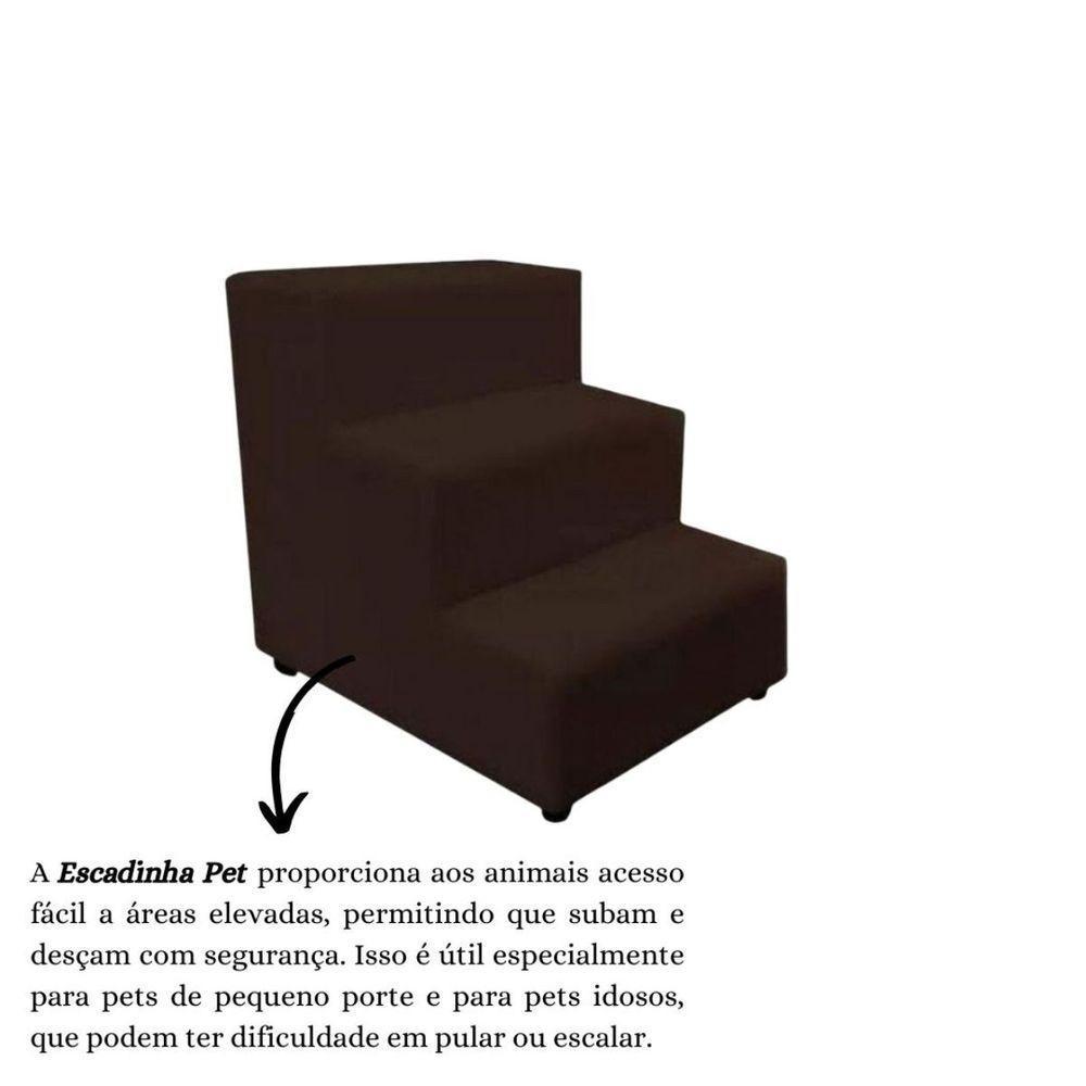 Escada Escadinha Pet Cachorro 3 Degraus Rampa Suede Premium Marrom - 6