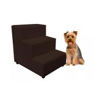 Escada Escadinha Pet Cachorro 3 Degraus Rampa Suede Premium Marrom - 2