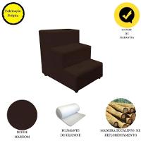 Escada Escadinha Pet Cachorro 3 Degraus Rampa Suede Premium Marrom - 5