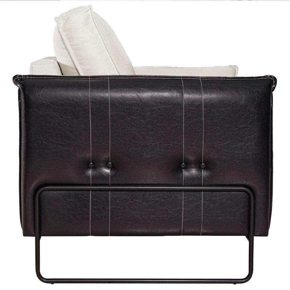 Poltrona Manhattan Base De Ferro Sintético Preto Com Linho - Doce Sonho Móveis - 2