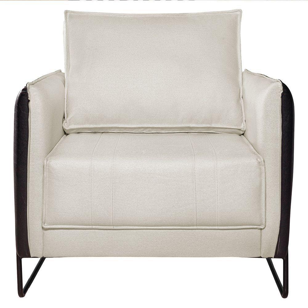 Poltrona Manhattan Base De Ferro Sintético Preto Com Linho - Doce Sonho Móveis - 5