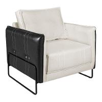 Poltrona Manhattan Base De Ferro Sintético Preto Com Linho - Doce Sonho Móveis - 1