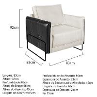 Poltrona Manhattan Base De Ferro Sintético Preto Com Linho - Doce Sonho Móveis