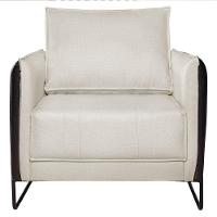 Poltrona Manhattan Base De Ferro Sintético Preto Com Linho - Doce Sonho Móveis - 5