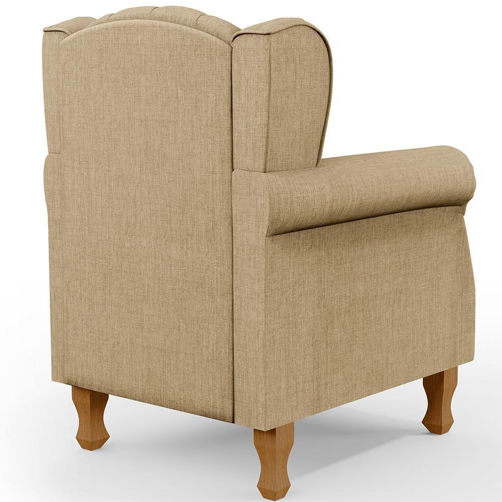 Poltrona Para Sala De Estar Yara P02 Linho Bege Escuro - 2