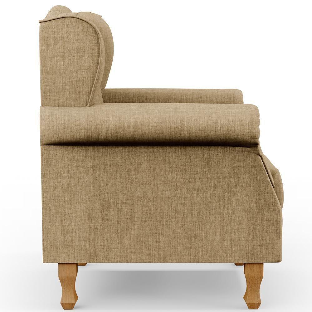 Poltrona Para Sala De Estar Yara P02 Linho Bege Escuro - 4