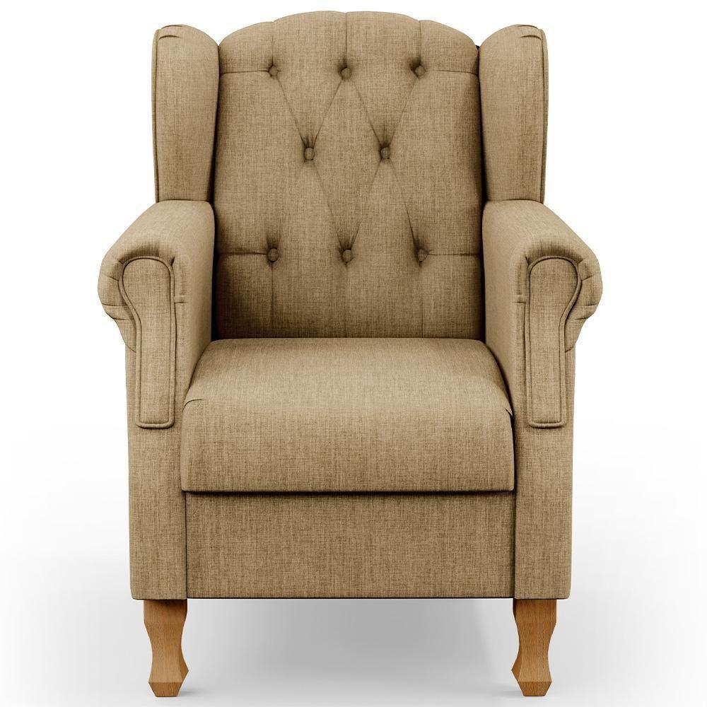 Poltrona Para Sala De Estar Yara P02 Linho Bege Escuro - 8