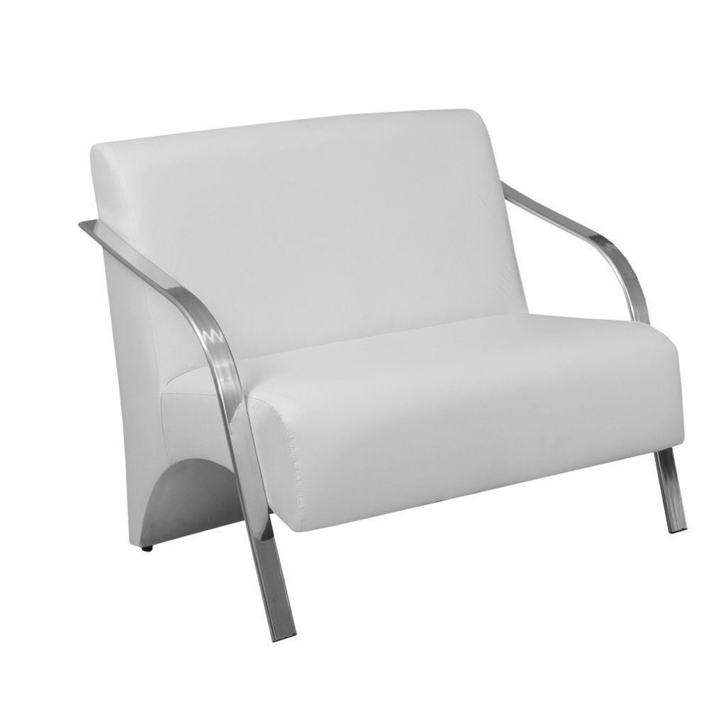 Poltrona Vênus 2 Lugar Braço Alumínio D Salla Courino Branco - 1