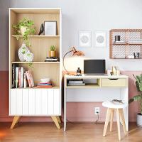 Escrivaninha Com Estante Bit Link Moov Branco Fosco Tauari Nobre - 1