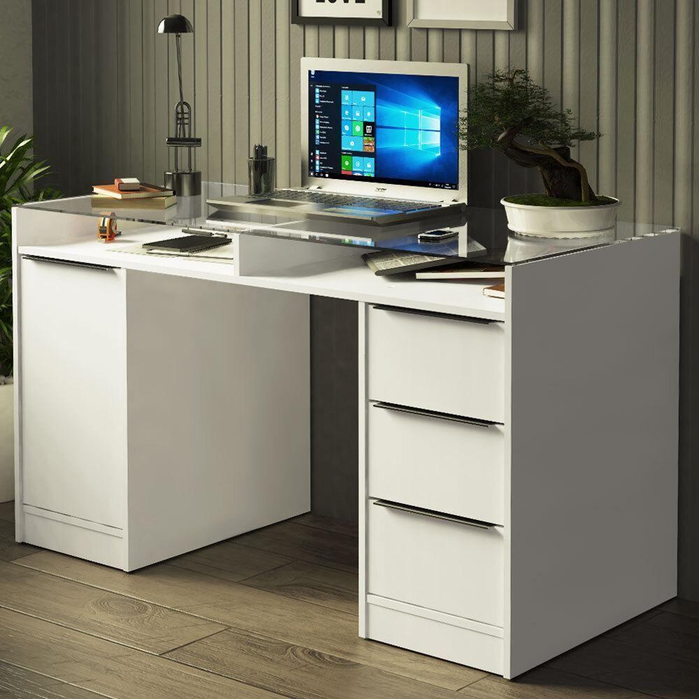 Escrivaninha 1 Porta e 3 Gavetas Chicago Branco - 1