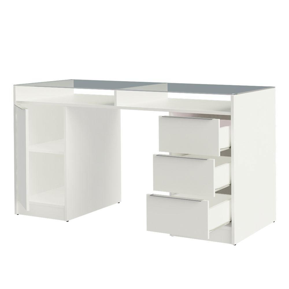 Escrivaninha 1 Porta e 3 Gavetas Chicago Branco - 3