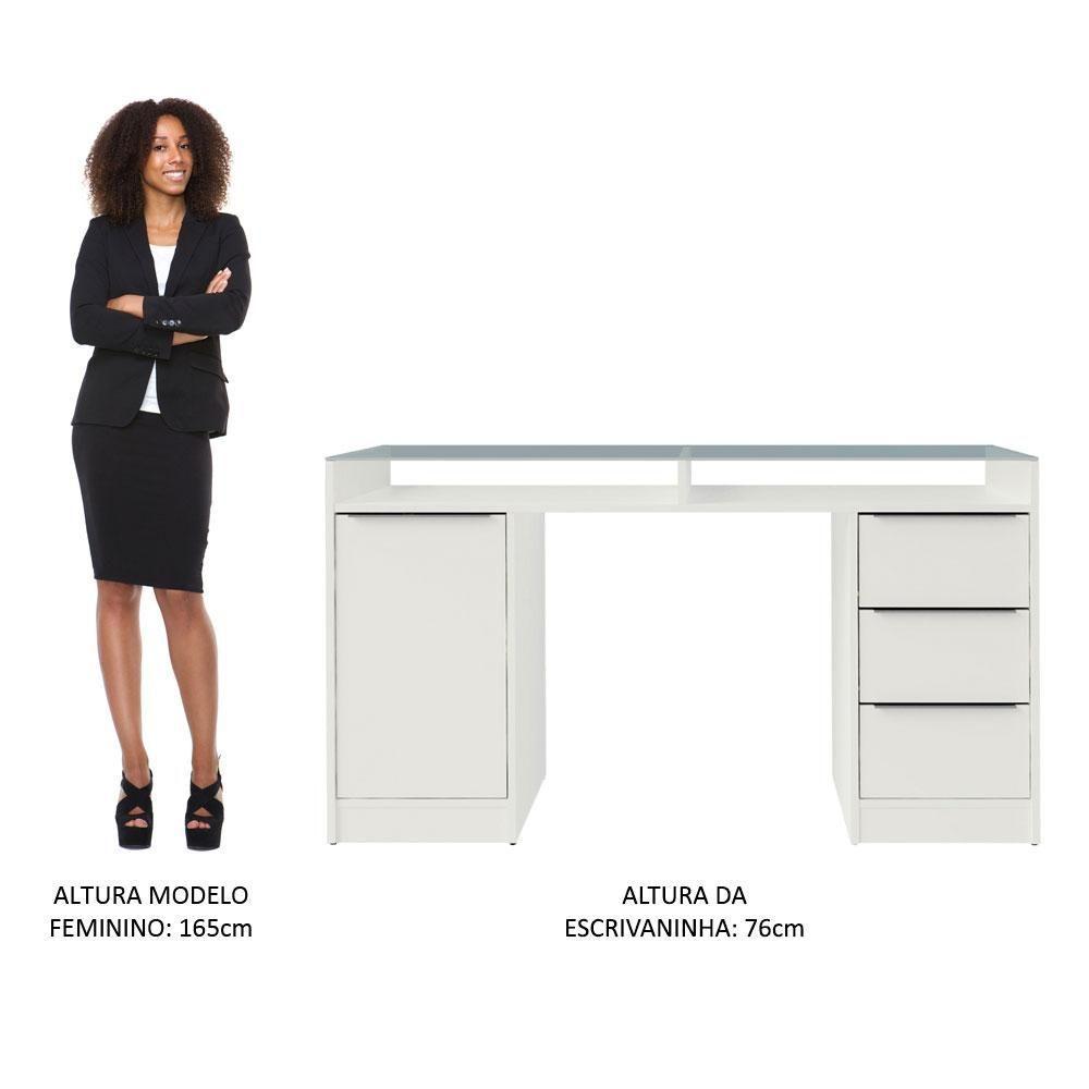Escrivaninha 1 Porta e 3 Gavetas Chicago Branco - 8